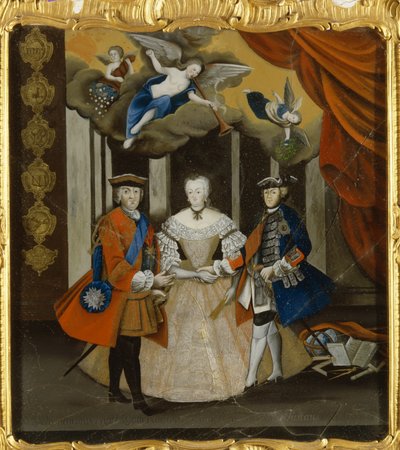 Alegoría de la paz de Dresde, 1745 (óleo sobre vidrio) de German School